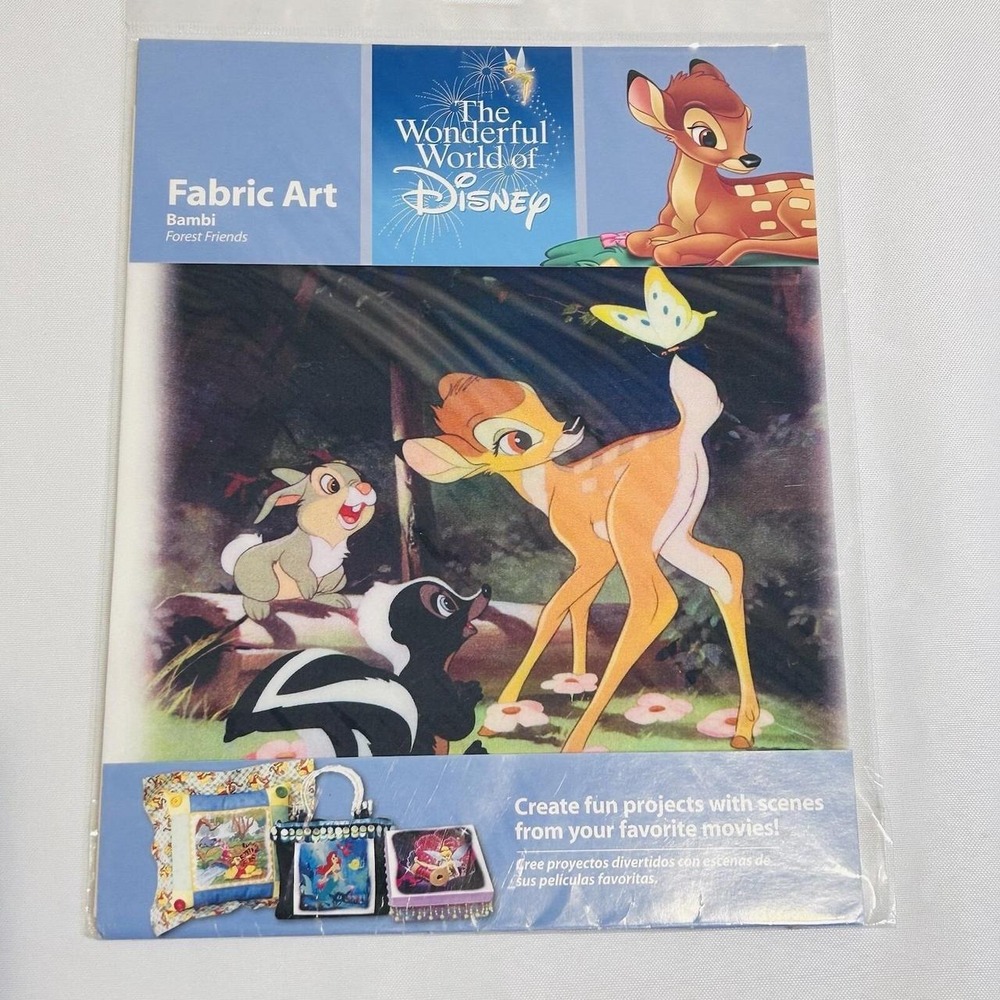 Springs Creative Disney Fabric Art 8.5in Square Bambi Forest Friends 2006 OOP